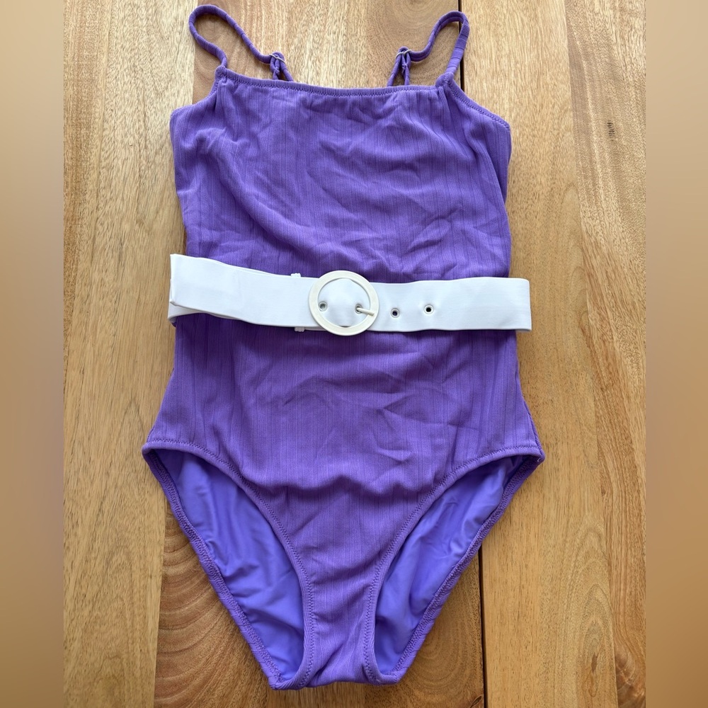 Solid and striped bathing suit